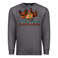 Charcoal Heather crazychickens Premium Sweatshirt - CowhideDigitalArt