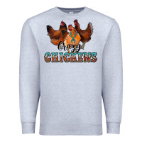 Heather Grey crazychickens Premium Sweatshirt - CowhideDigitalArt