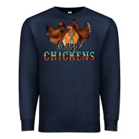 Navy crazychickens Premium Sweatshirt - CowhideDigitalArt
