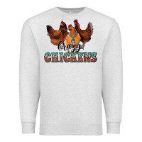 Oatmeal Heather crazychickens Premium Sweatshirt - CowhideDigitalArt