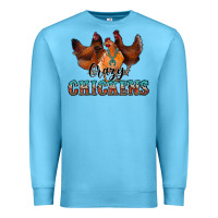 Ocean Blue crazychickens Premium Sweatshirt - CowhideDigitalArt