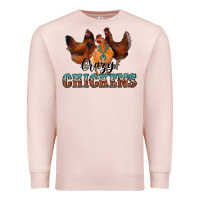 Pale Pink crazychickens Premium Sweatshirt - CowhideDigitalArt