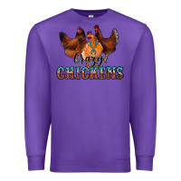 Purple crazychickens Premium Sweatshirt - CowhideDigitalArt
