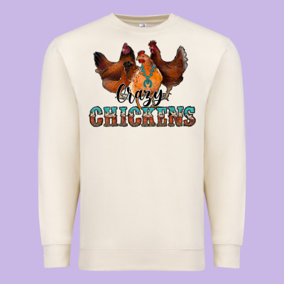 Crazychickens Premium Sweatshirt Designed By Cowhidedigitalart
