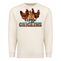 Sandshell crazychickens Premium Sweatshirt - CowhideDigitalArt