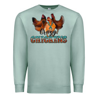 Seafoam crazychickens Premium Sweatshirt - CowhideDigitalArt