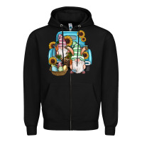 Black Easter Gnomes Egg Sunflowers Truck Zipper Hoodie - RanaPortraitStore