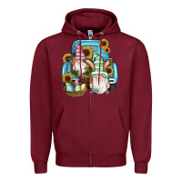 Burgundy Easter Gnomes Egg Sunflowers Truck Zipper Hoodie - RanaPortraitStore