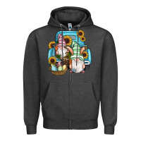 Charcoal Heather Easter Gnomes Egg Sunflowers Truck Zipper Hoodie - RanaPortraitStore