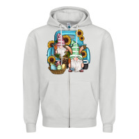 Dove Grey Easter Gnomes Egg Sunflowers Truck Zipper Hoodie - RanaPortraitStore
