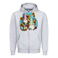 Heather Grey Easter Gnomes Egg Sunflowers Truck Zipper Hoodie - RanaPortraitStore