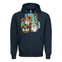 Navy Easter Gnomes Egg Sunflowers Truck Zipper Hoodie - RanaPortraitStore