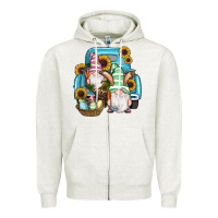 Oatmeal Heather Easter Gnomes Egg Sunflowers Truck Zipper Hoodie - RanaPortraitStore