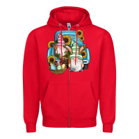 Red Easter Gnomes Egg Sunflowers Truck Zipper Hoodie - RanaPortraitStore