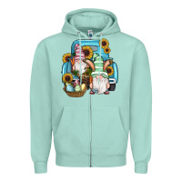 Seafoam Easter Gnomes Egg Sunflowers Truck Zipper Hoodie - RanaPortraitStore