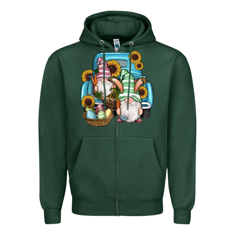 Easter Gnomes Egg Sunflowers Truck Zipper Hoodie by RanaPortraitStore | Teevron