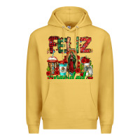 Antique Gold feliz navidad lady of Guadalupe christmas coffee Premium Hoodie - Jasminsmagicworld