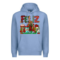 Colony Blue feliz navidad lady of Guadalupe christmas coffee Premium Hoodie - Jasminsmagicworld