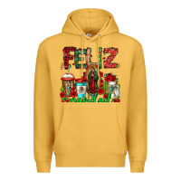 Mustard feliz navidad lady of Guadalupe christmas coffee Premium Hoodie - Jasminsmagicworld