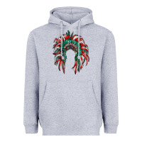 Heather Grey mexican flag indian headdress Heavyweight Hoodie - RanaPortraitStore