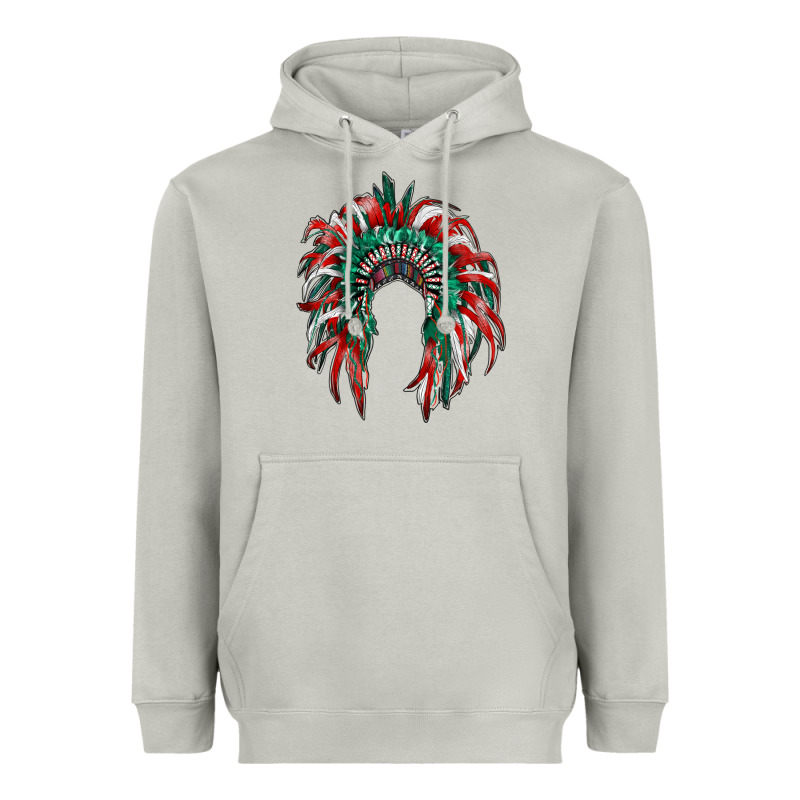 Mexican Flag Indian Headdress Heavyweight Hoodie by RanaPortraitStore | Teevron