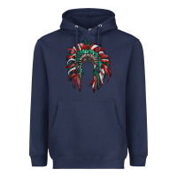 Navy mexican flag indian headdress Heavyweight Hoodie - RanaPortraitStore