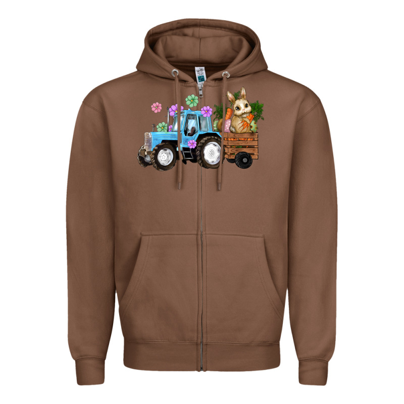 Happy Easter Tractor With Bunny Flowers And Carrot Zipper Hoodie by RanaPortraitStore | Teevron
