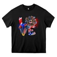 Black patriotic Love Heavy Core Tee - CowhideDigitalArt
