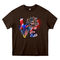 Chocolate Brown patriotic Love Heavy Core Tee - CowhideDigitalArt