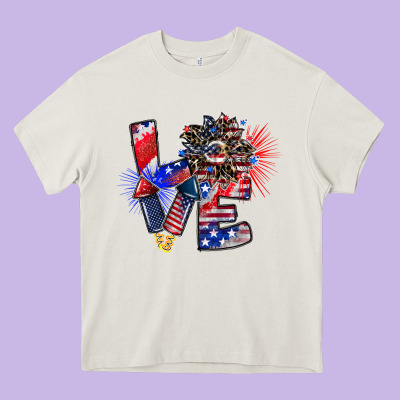 Patriotic Love Heavy Core Tee Designed By Cowhidedigitalart