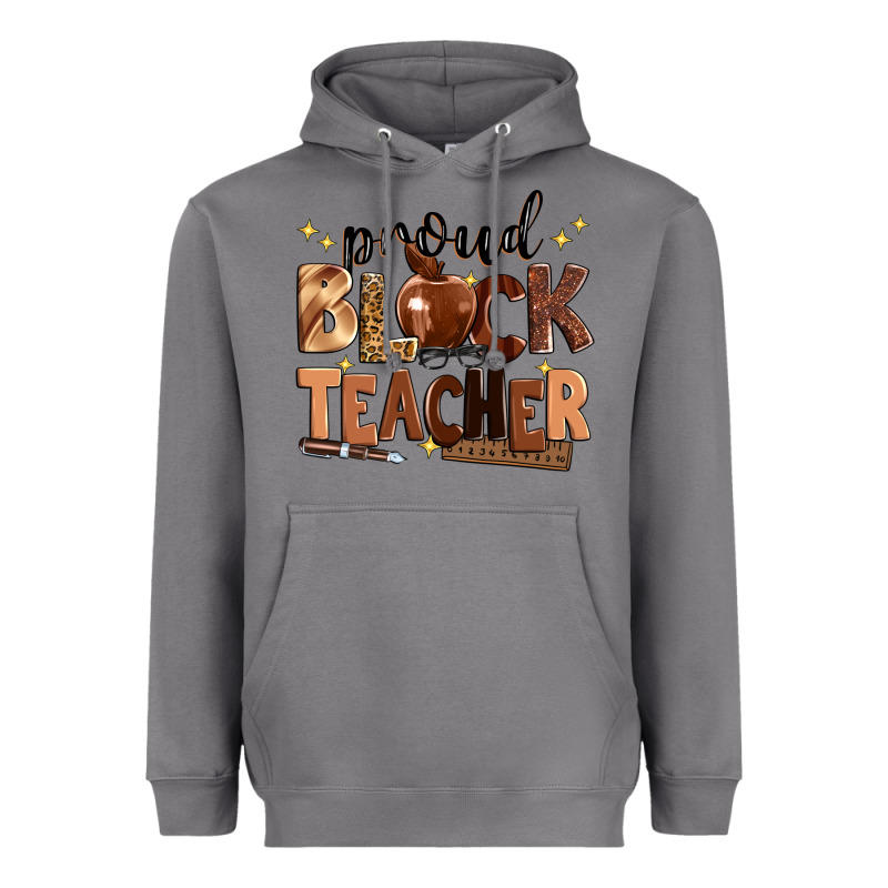 Proud Black Teacher Heavyweight Hoodie by Zillion Design Studio | Teevron