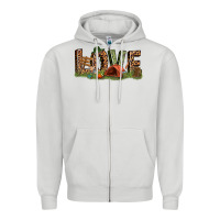 Dove Grey love camping Zipper Hoodie - texasbilliewilder
