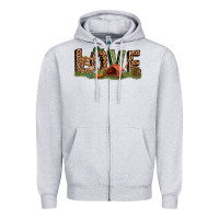 Heather Grey love camping Zipper Hoodie - texasbilliewilder