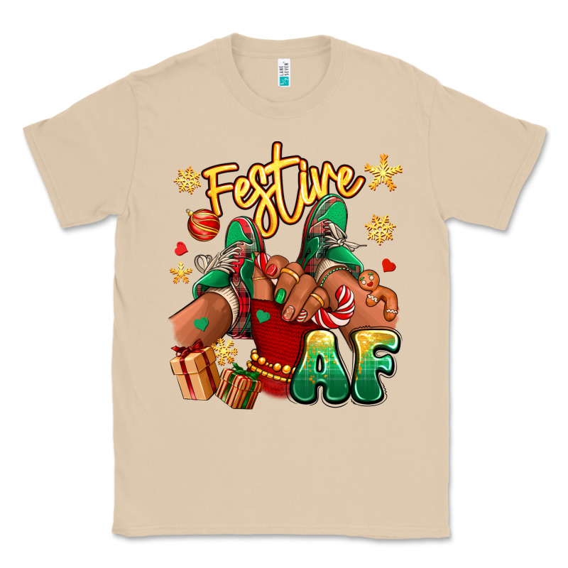 Festive Af Christmas Black Girl Children Sneakers Classic Tee by RanaPortraitStore | Teevron