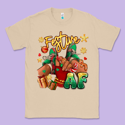 Festive Af Christmas Black Girl Children Sneakers Classic Tee Designed By Ranaportraitstore