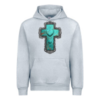 Heather Grey turquoise gemstone cross Urban Hoodie - Jasminsmagicworld