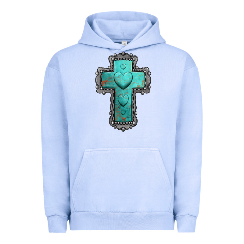 Turquoise Gemstone Cross Urban Hoodie by Jasminsmagicworld | Teevron