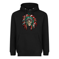 Black mexican flag indian headdress with  skull Heavyweight Hoodie - RanaPortraitStore