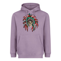 Lavender mexican flag indian headdress with  skull Heavyweight Hoodie - RanaPortraitStore