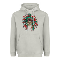 Moon Dust mexican flag indian headdress with  skull Heavyweight Hoodie - RanaPortraitStore