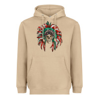 Mexican Flag Indian Headdress With  Skull Heavyweight Hoodie | Teevron