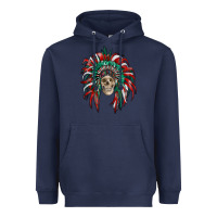 Navy mexican flag indian headdress with  skull Heavyweight Hoodie - RanaPortraitStore