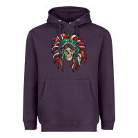 Plum mexican flag indian headdress with  skull Heavyweight Hoodie - RanaPortraitStore