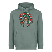 Sage mexican flag indian headdress with  skull Heavyweight Hoodie - RanaPortraitStore