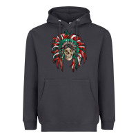Smoke mexican flag indian headdress with  skull Heavyweight Hoodie - RanaPortraitStore
