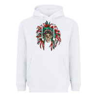 White mexican flag indian headdress with  skull Heavyweight Hoodie - RanaPortraitStore
