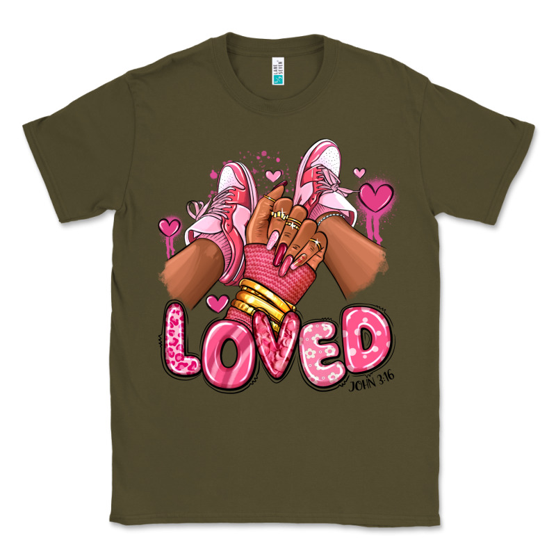 Loved Valentine's Day Afro Girl Sneakers Classic Tee by RanaPortraitStore | Teevron