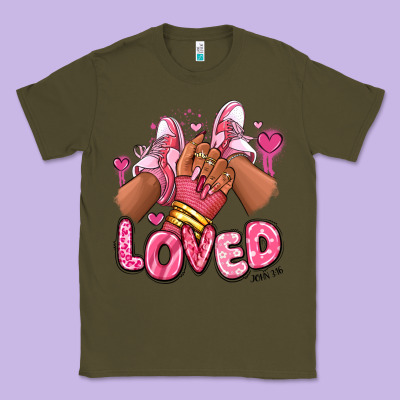 Loved Valentine's Day Afro Girl Sneakers Classic Tee Designed By Ranaportraitstore