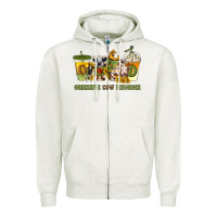 Oatmeal Heather Obsessive cow disorder coffee cups Zipper Hoodie - texasbilliewilder