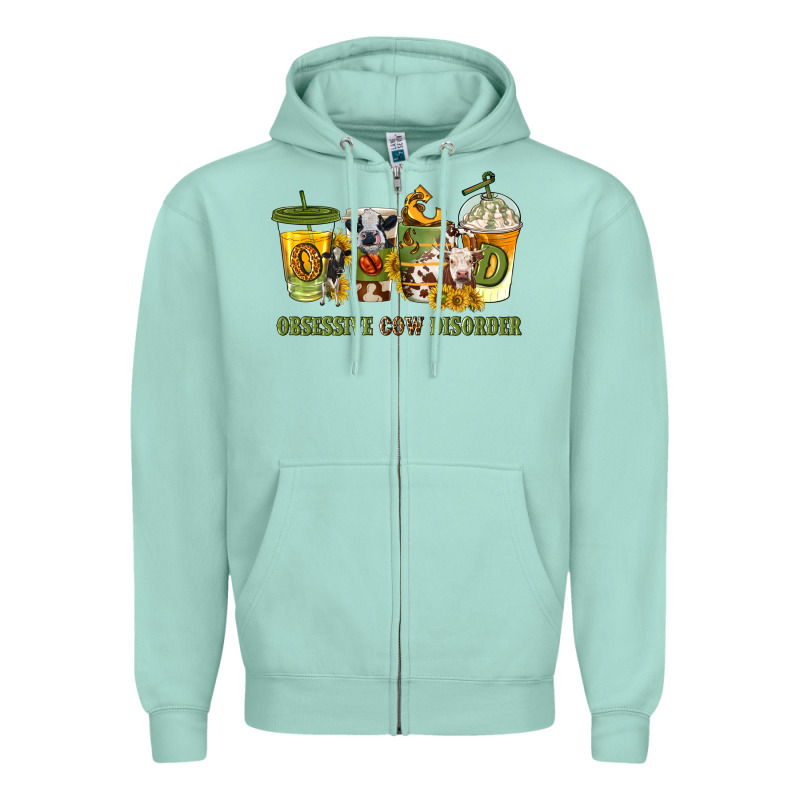 Obsessive Cow Disorder Coffee Cups Zipper Hoodie by texasbilliewilder | Teevron